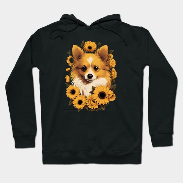 Dog Sunflowers Hoodie by WoodShop93